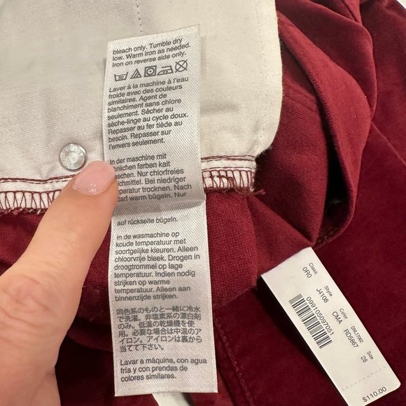 J. Crew Crimson 9" High-Rise Toothpick Velvet Pants Size: 28 (NWT) - Picture 10 of 10